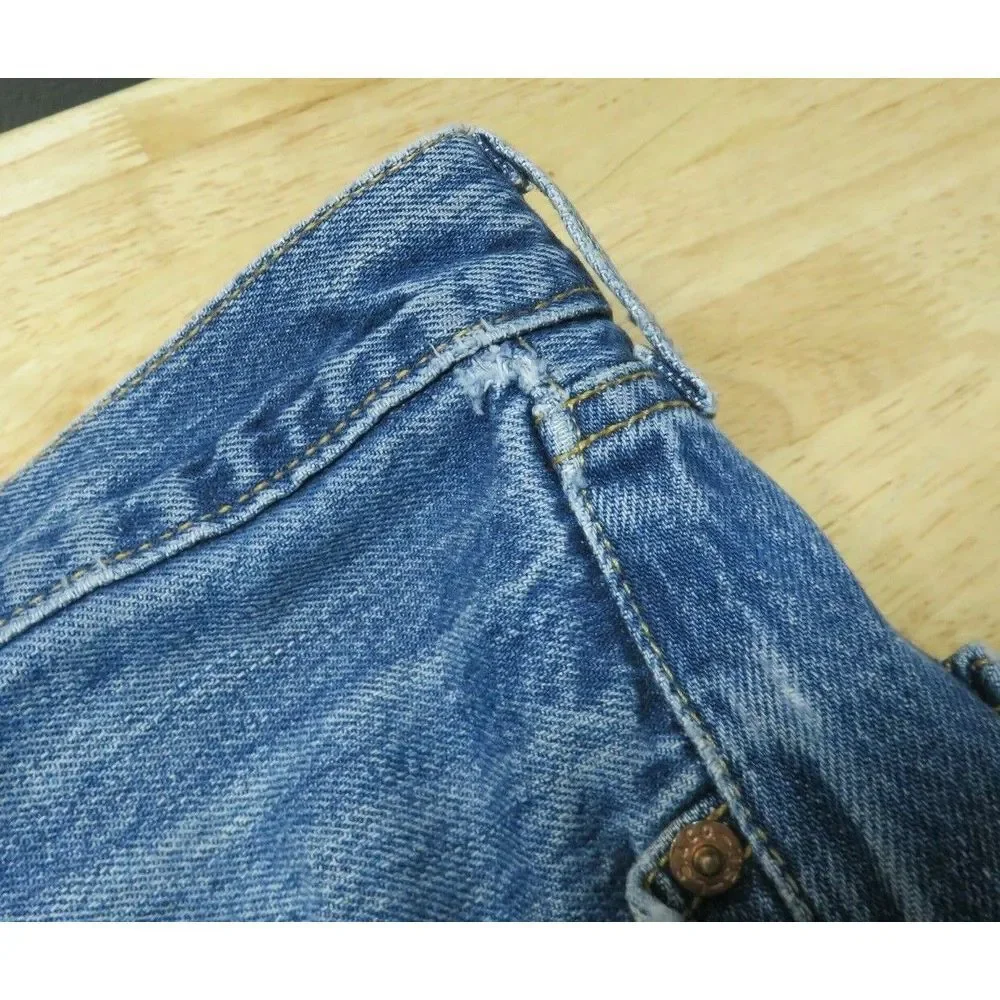 Mens‎ Levis 501 XX Denim Blue Jeans Cotton Straight Leg 42x30 Wear On Hems